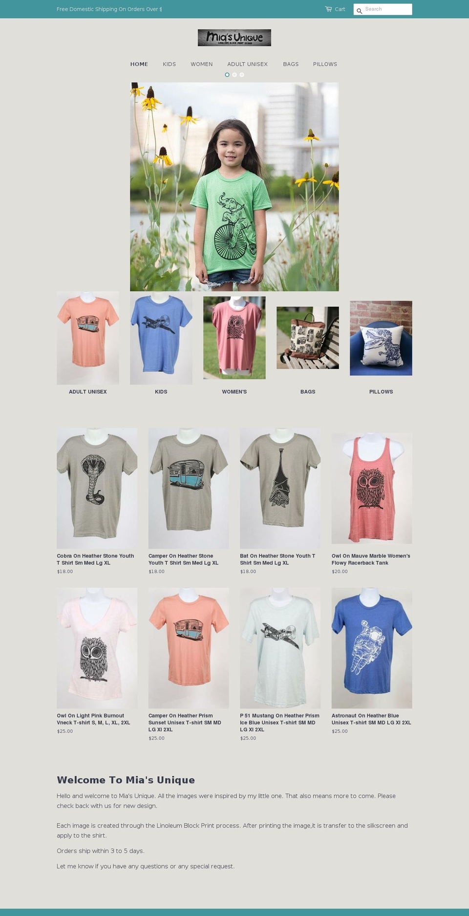 miasunique.com — Shopify storefront screenshot