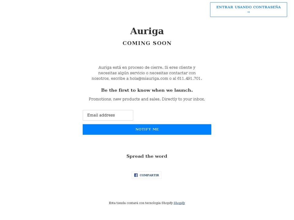 miauriga.com shopify website screenshot