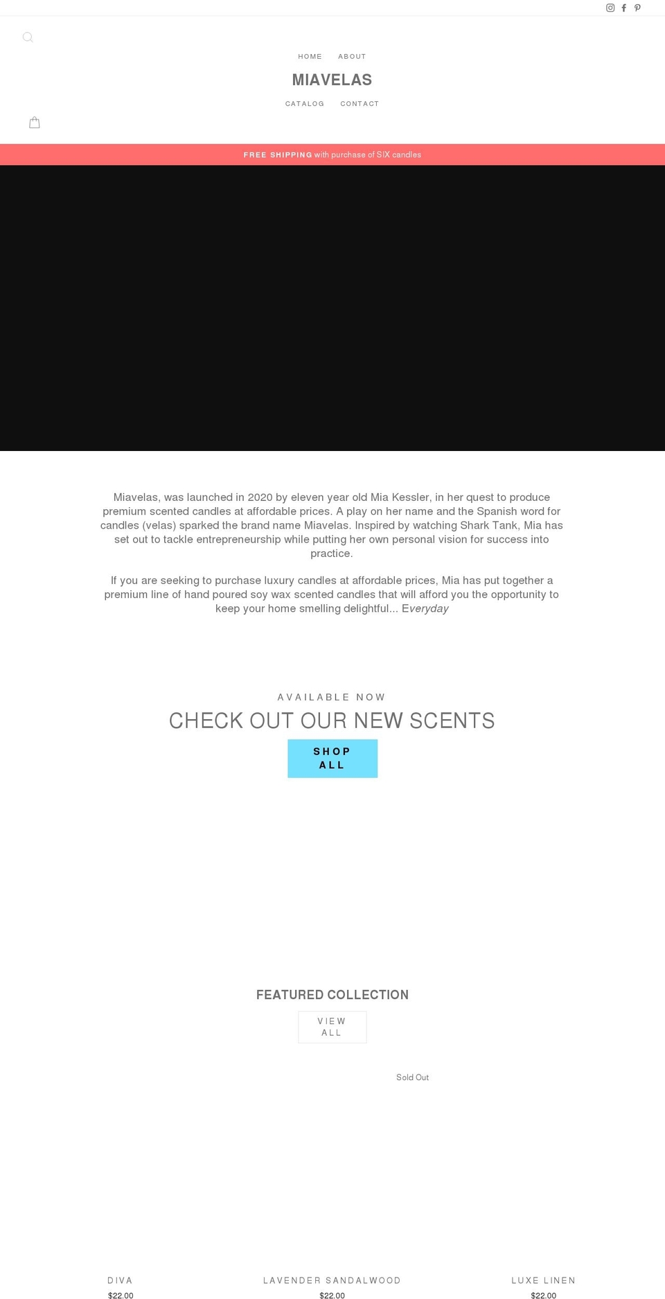 miavelas.com shopify website screenshot