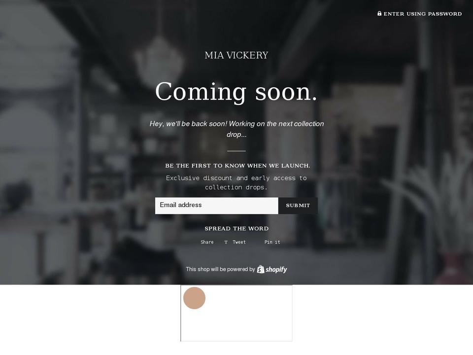 miavickery.com shopify website screenshot