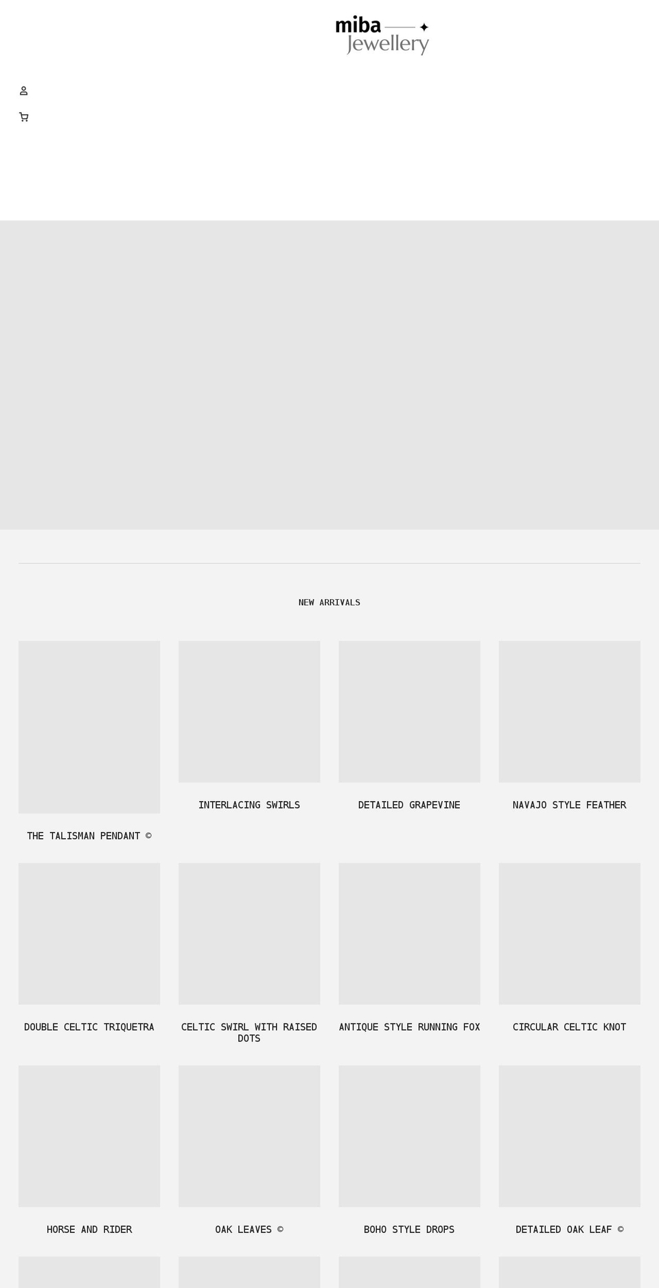 mibajewellery.com shopify website screenshot