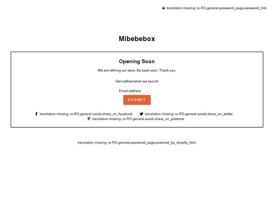 mibebebox.com shopify website screenshot