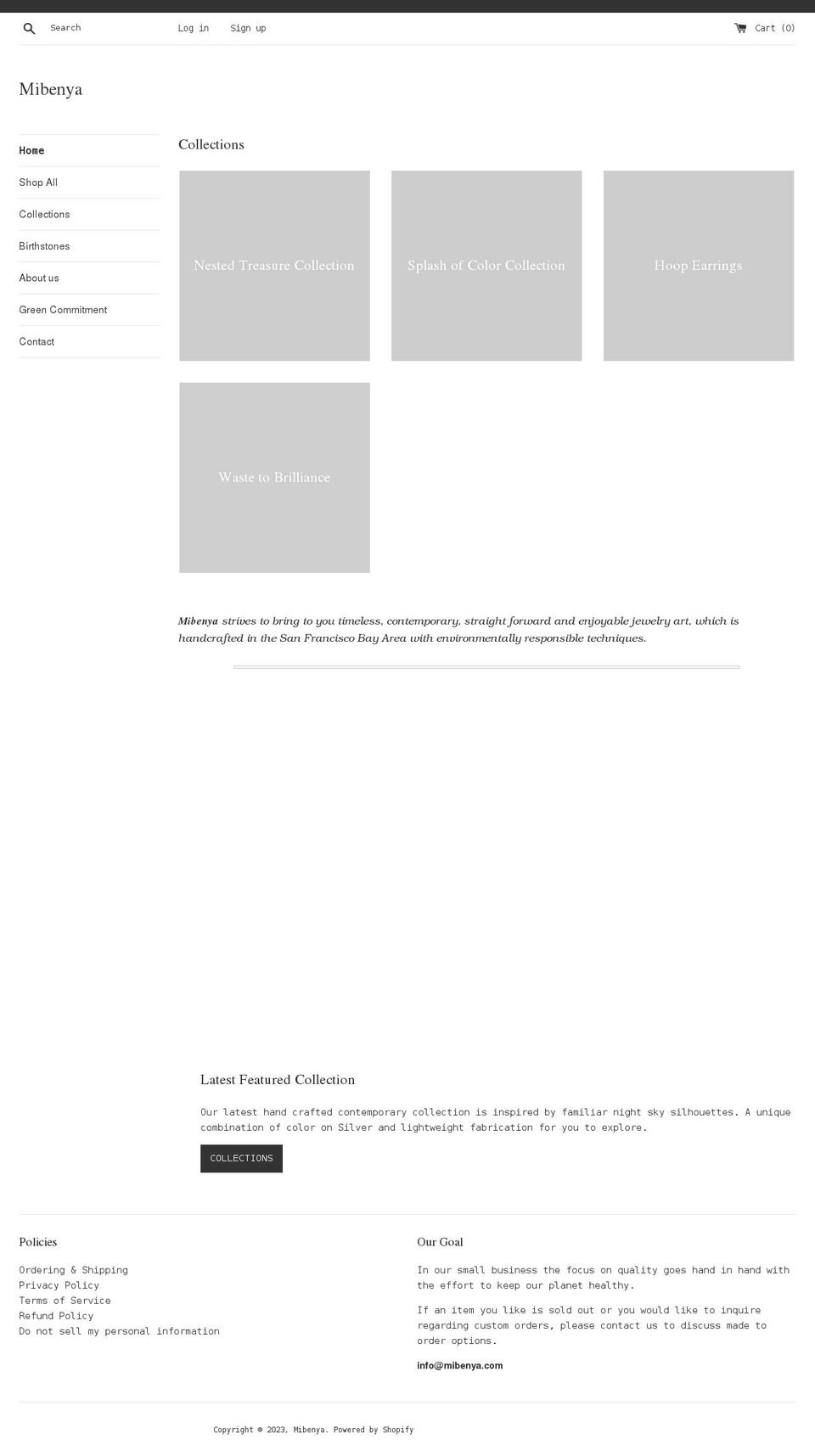 mibenya.com shopify website screenshot