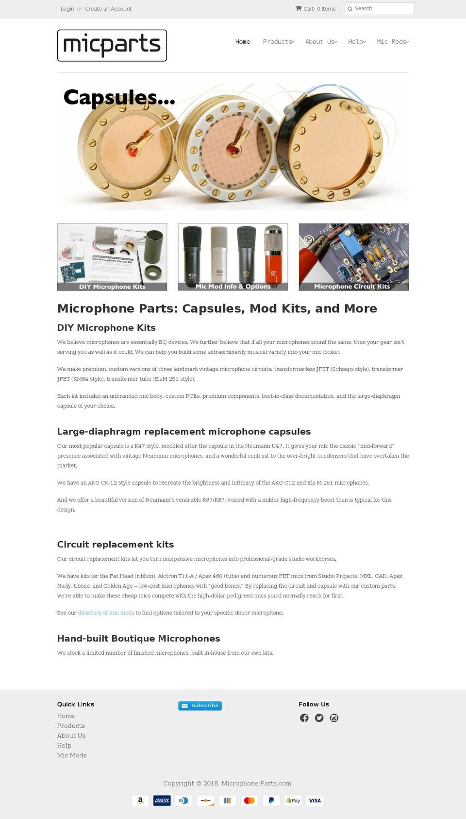 mic-parts.com shopify website screenshot