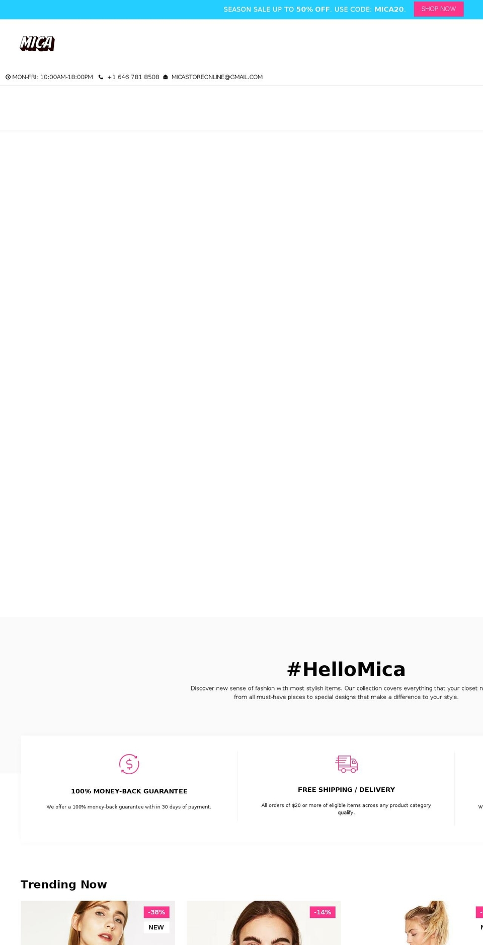 mica.store shopify website screenshot