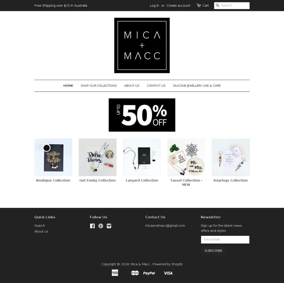 micaandmacc.com shopify website screenshot