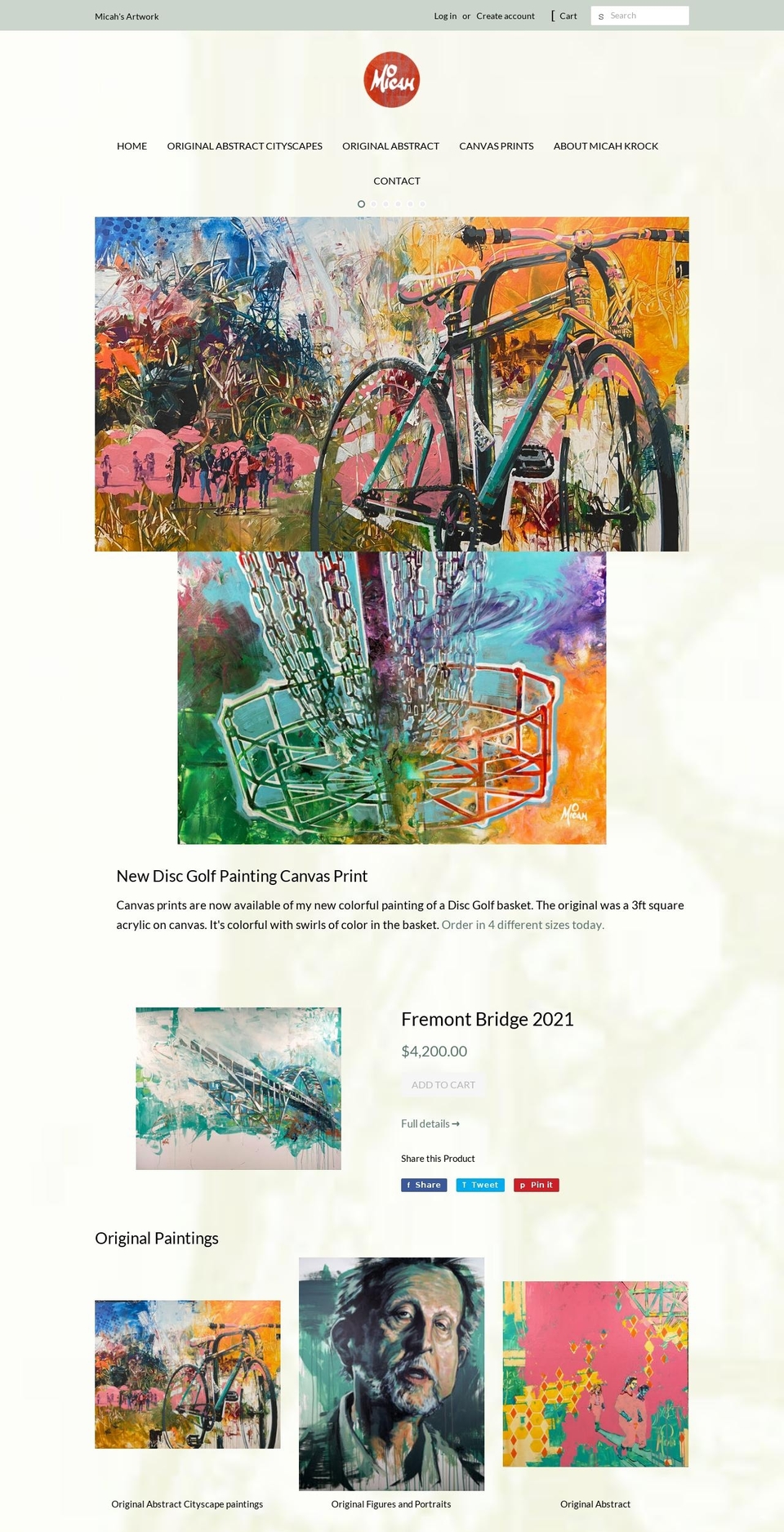 micahsartwork.com — Shopify storefront screenshot