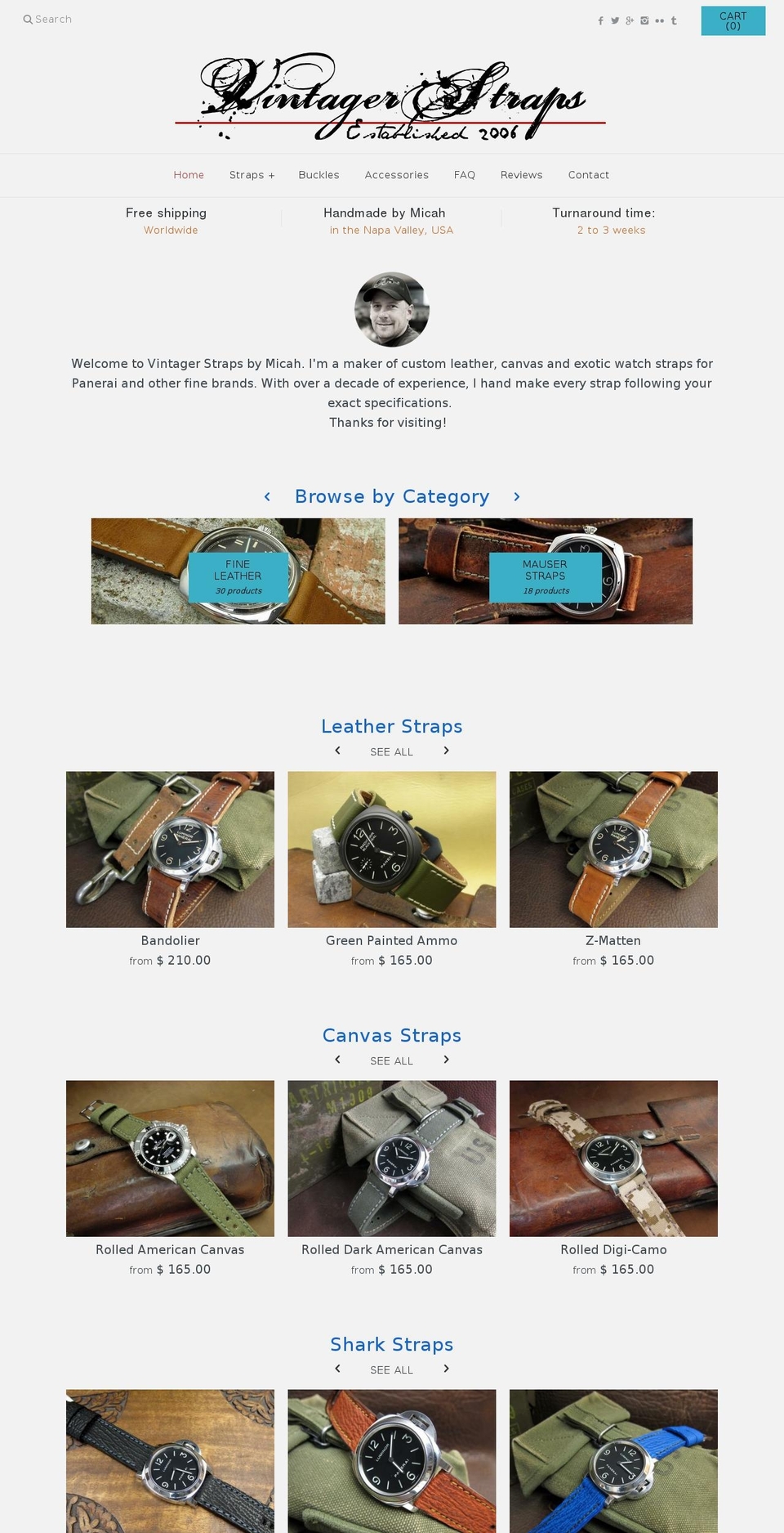 micahstraps.com shopify website screenshot