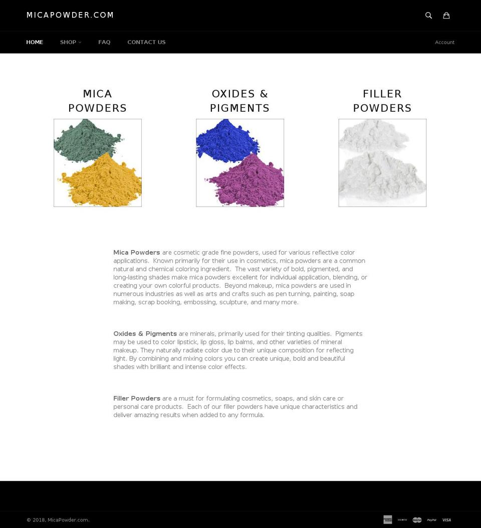 micapowder.com shopify website screenshot