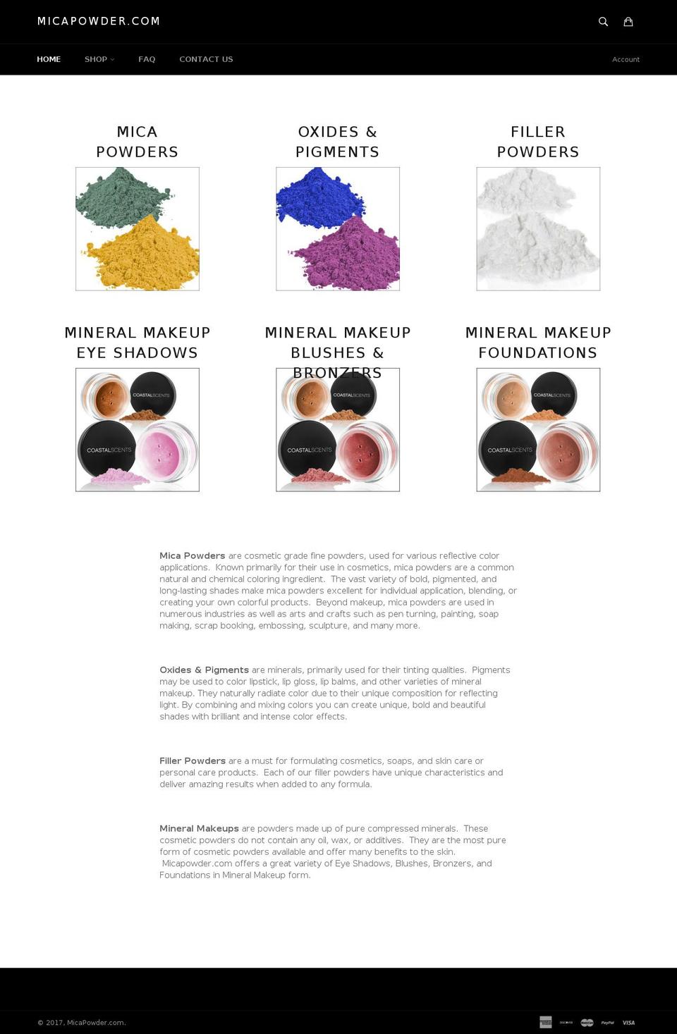 micapowders.com shopify website screenshot