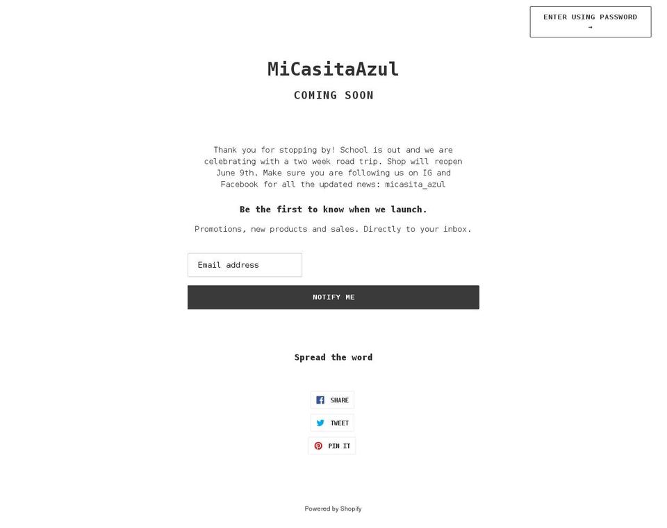 micasitaazul.com shopify website screenshot