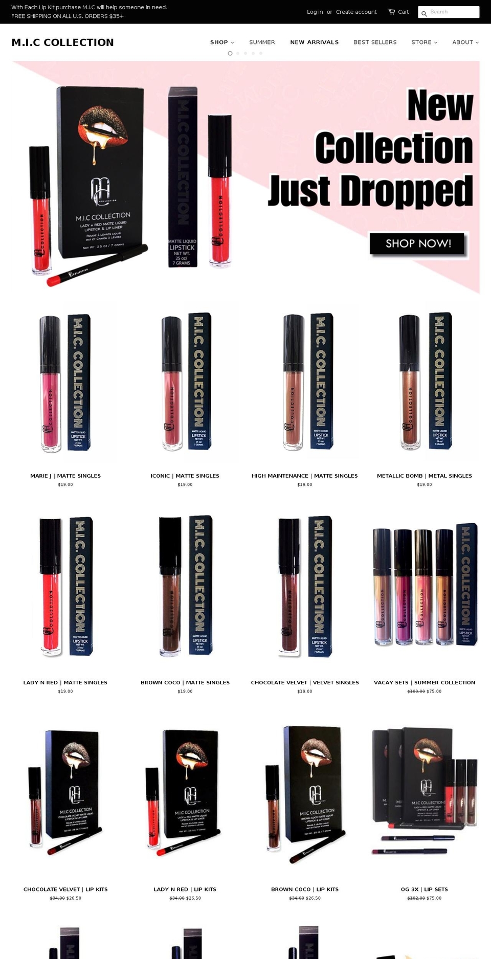 miccollection.com shopify website screenshot