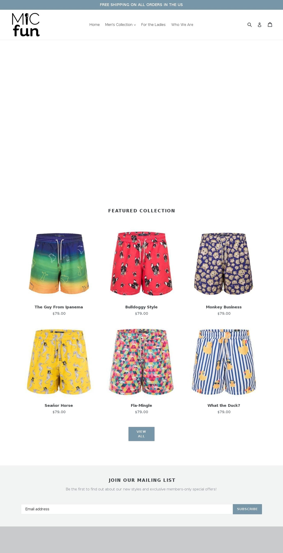 micfunshorts.com — Shopify storefront screenshot