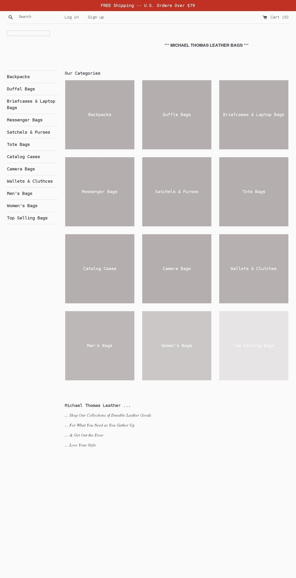 michael-thomas-leather.com shopify website screenshot