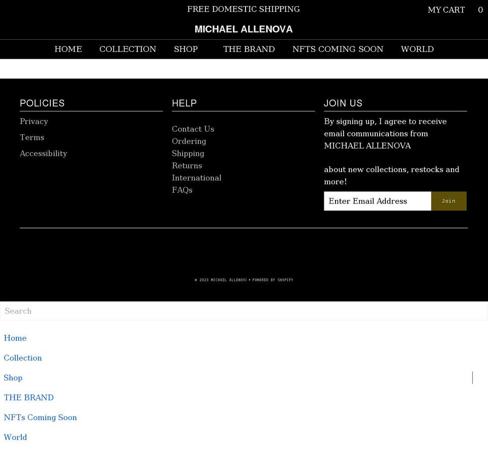 michaelallenova.com shopify website screenshot