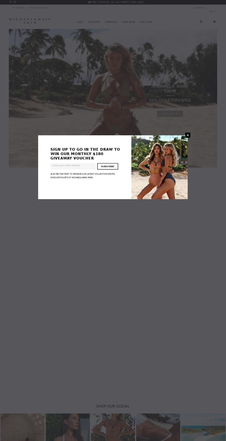 michaelawainswim.com — Shopify storefront screenshot