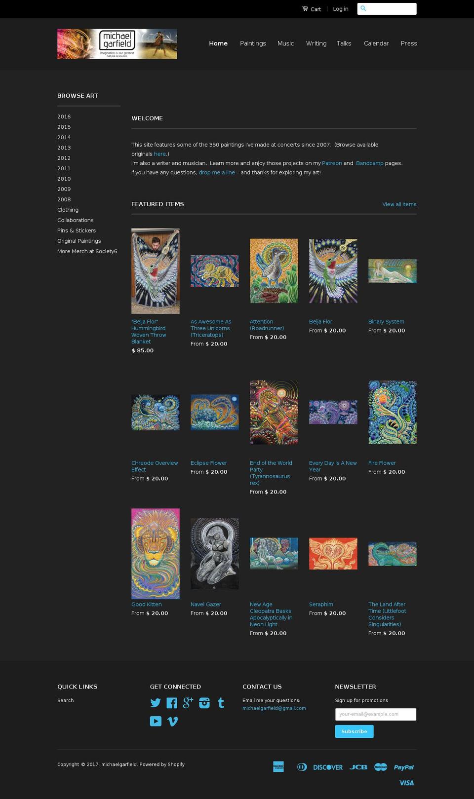 michaelgarfieldart.com shopify website screenshot