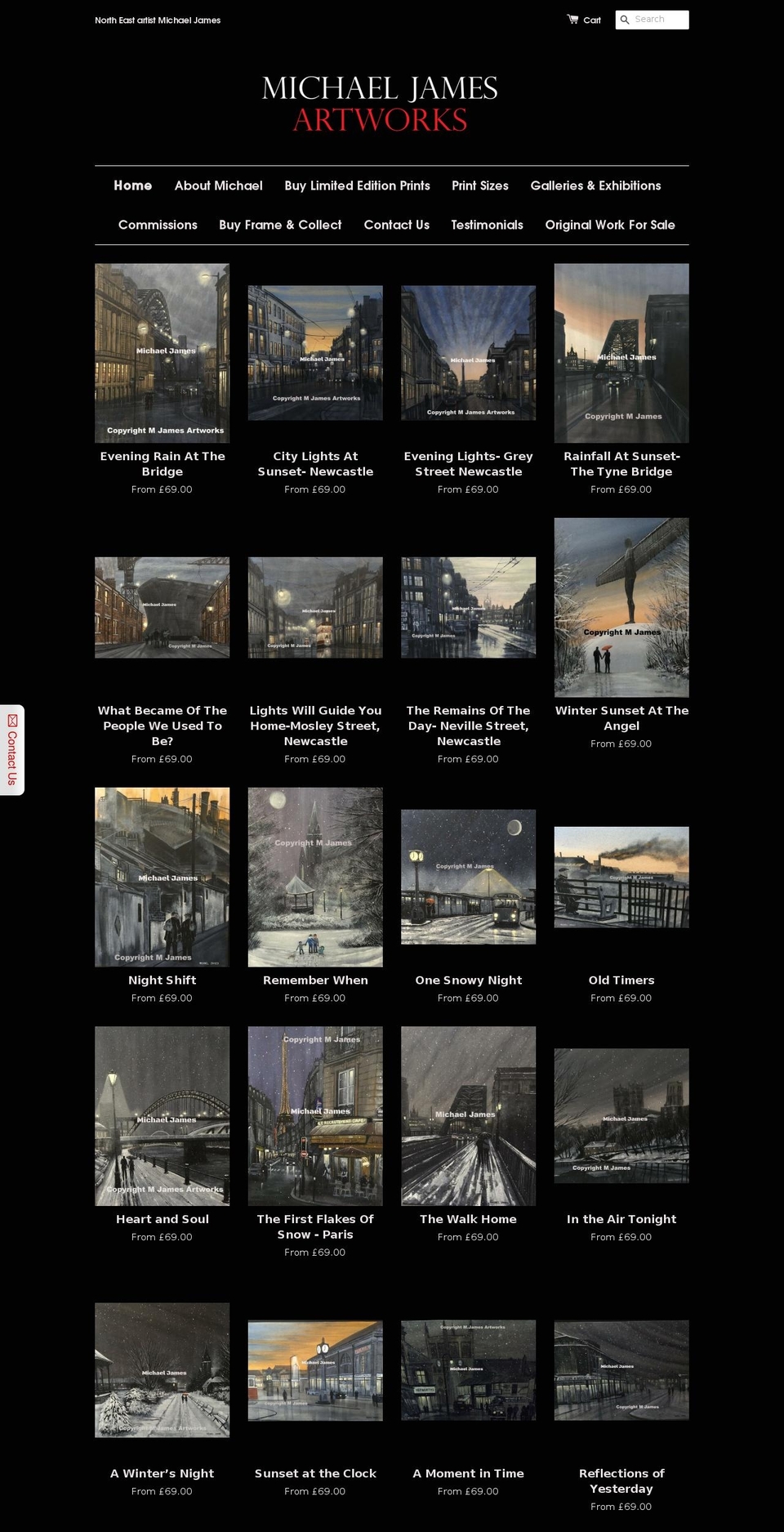 michaeljamesartworks.com shopify website screenshot