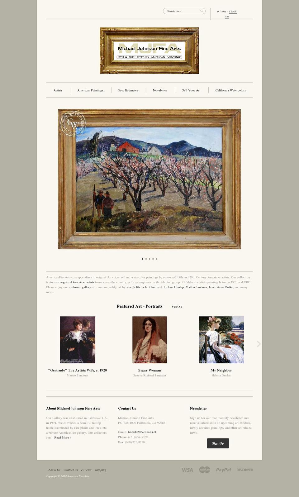 michaeljohnsonfinearts.com — Shopify storefront screenshot