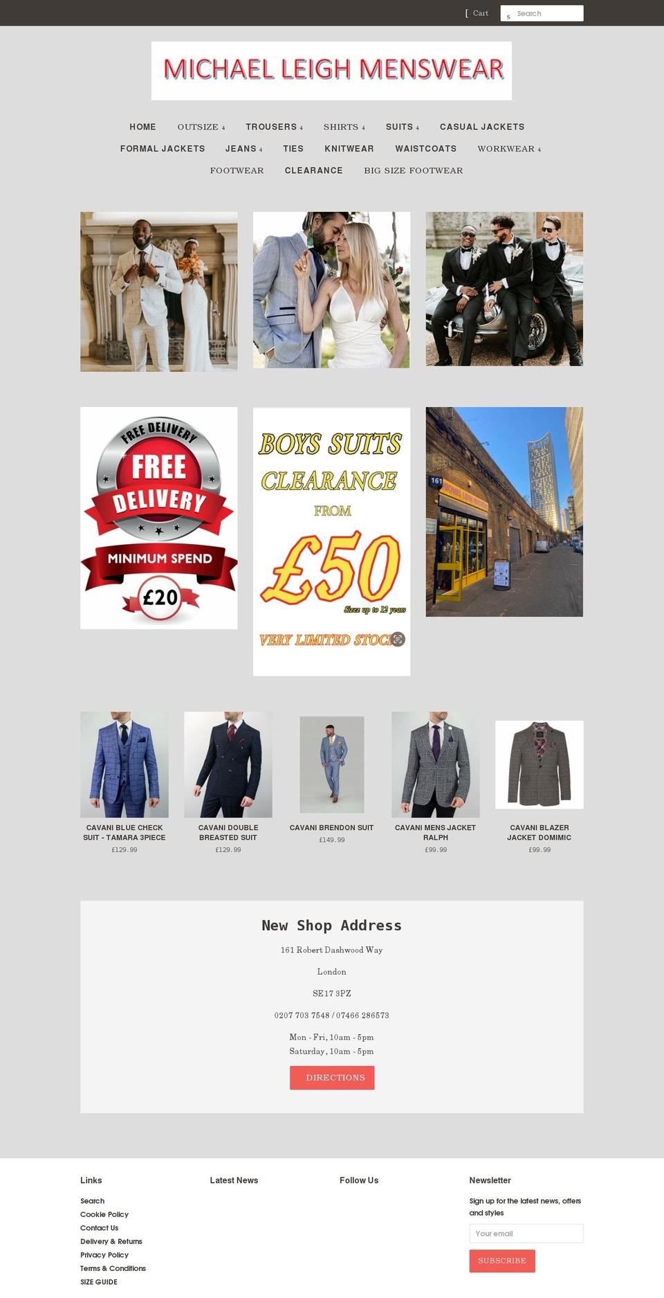 michaelleighmenswear.co.uk shopify website screenshot