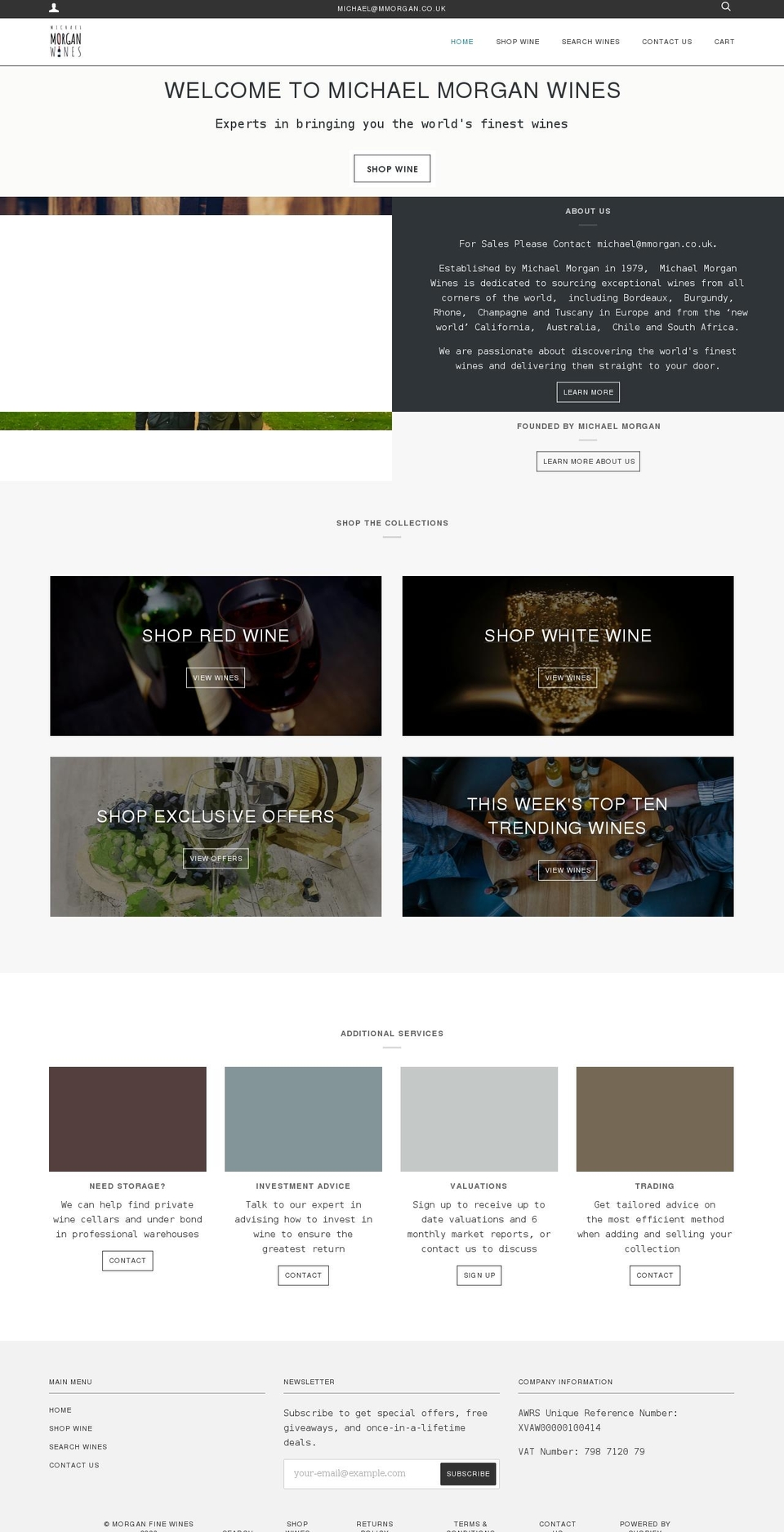 michaelmorganwines.com shopify website screenshot