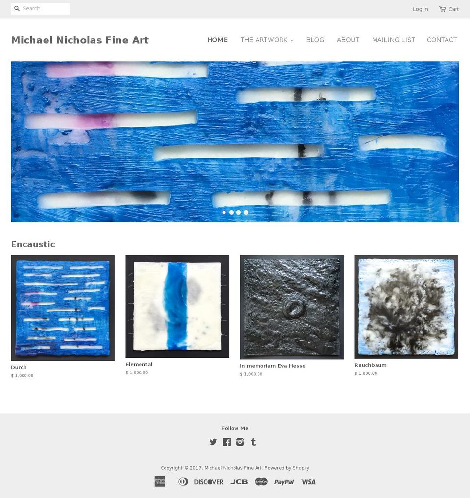 michaelnicholasart.com shopify website screenshot