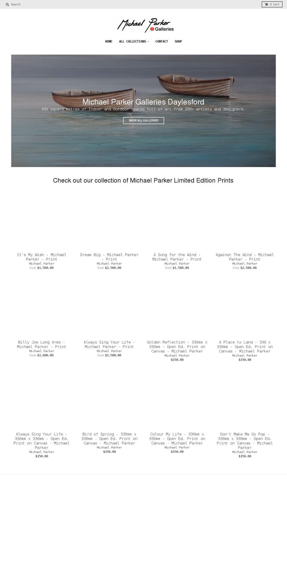 michaelparkergallery.com.au shopify website screenshot
