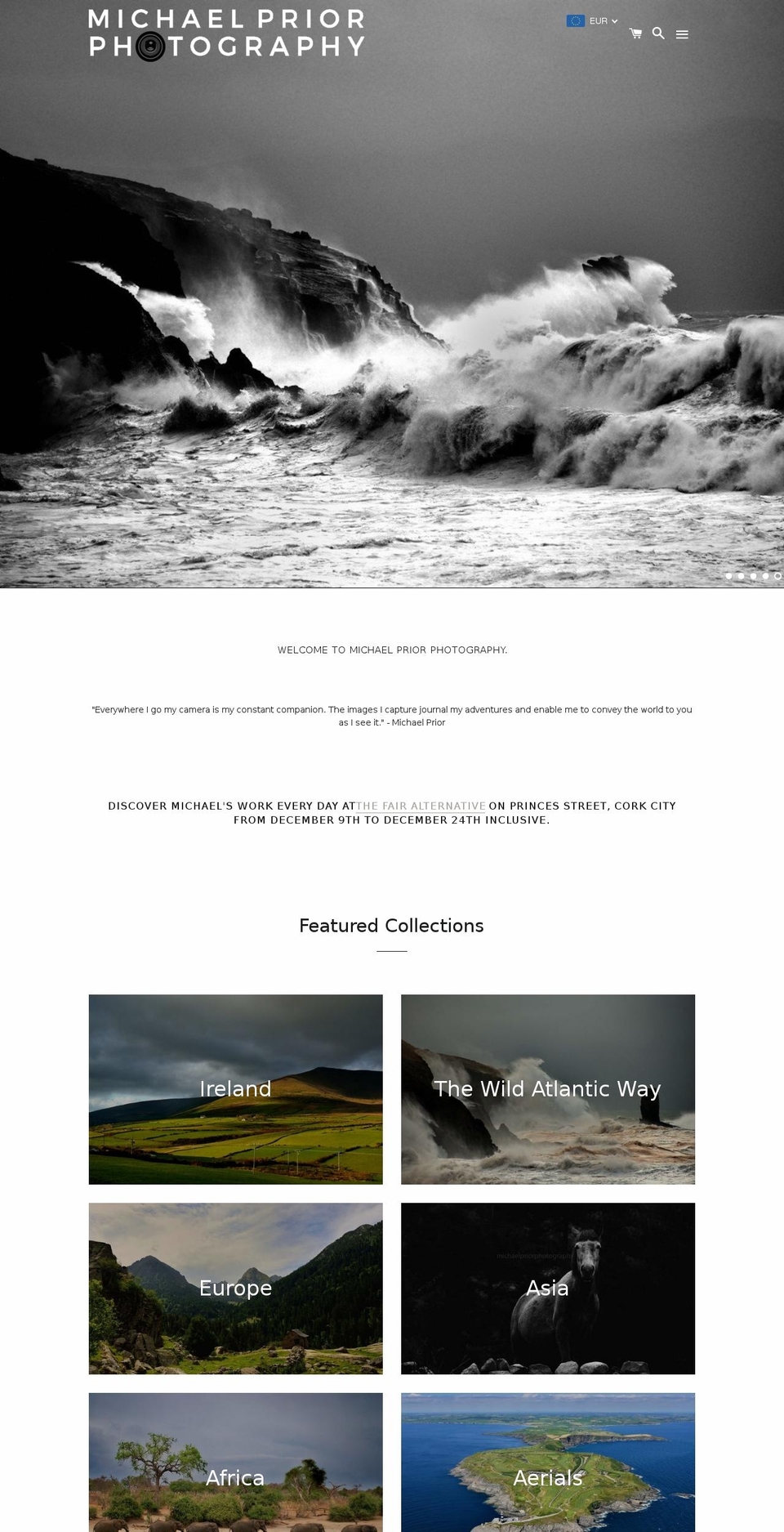 michaelpriorphotography.com shopify website screenshot