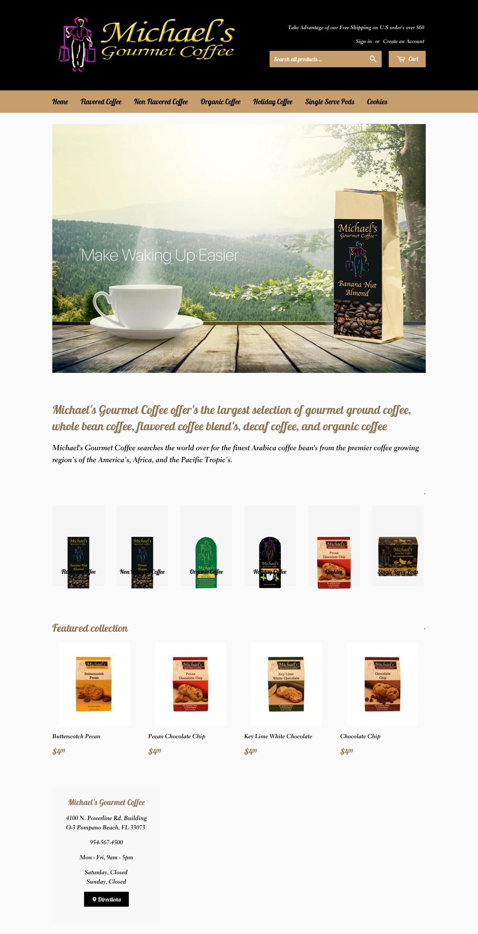 michaelsgourmetcoffee.com — Shopify storefront screenshot