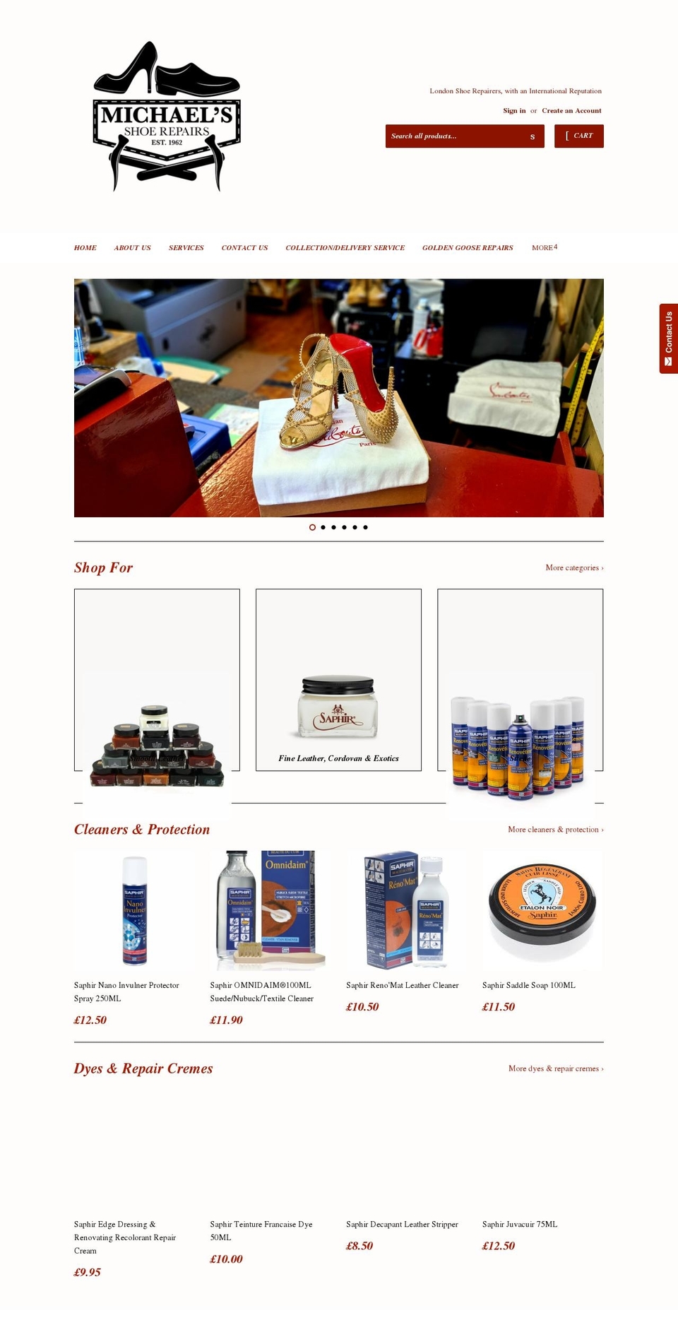 michaelsshoerepairs.co.uk shopify website screenshot