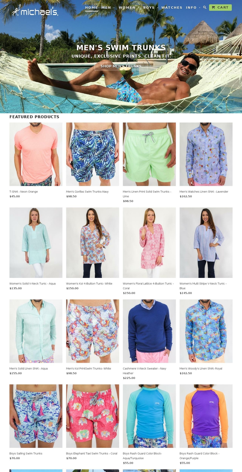 michaelsswimwear.com shopify website screenshot