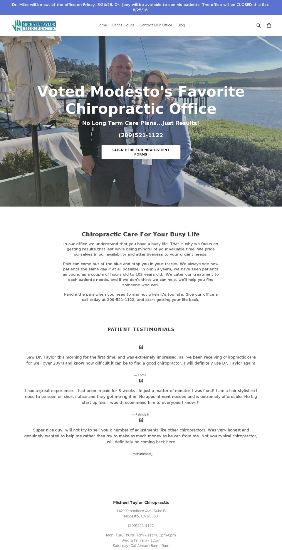 michaeltaylorchiropractic.com shopify website screenshot
