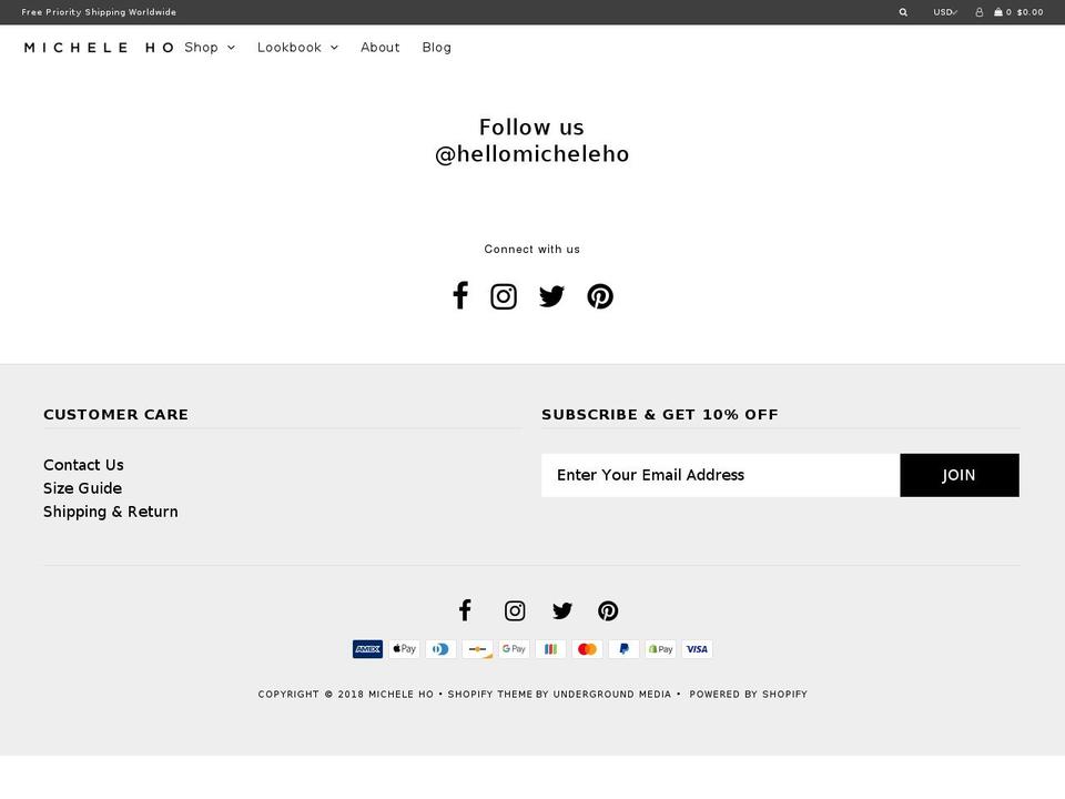 micheleho.com shopify website screenshot