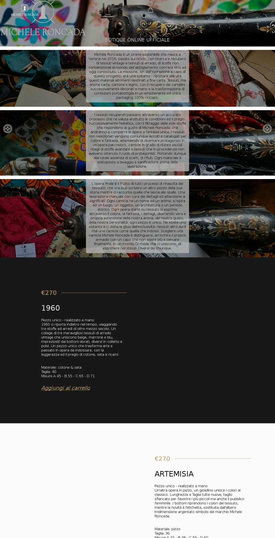 micheleroncada.com — Shopify storefront screenshot
