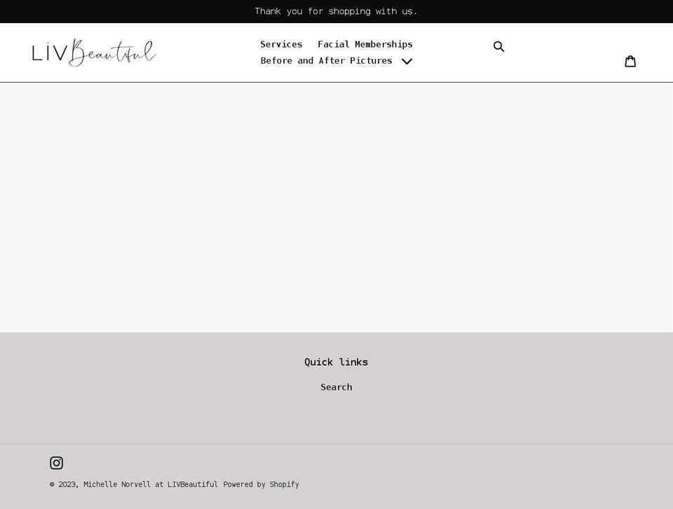 michelle-norvell-at-livbeautiful.myshopify.com shopify website screenshot