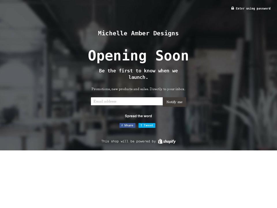 michelleamberdesigns.com shopify website screenshot