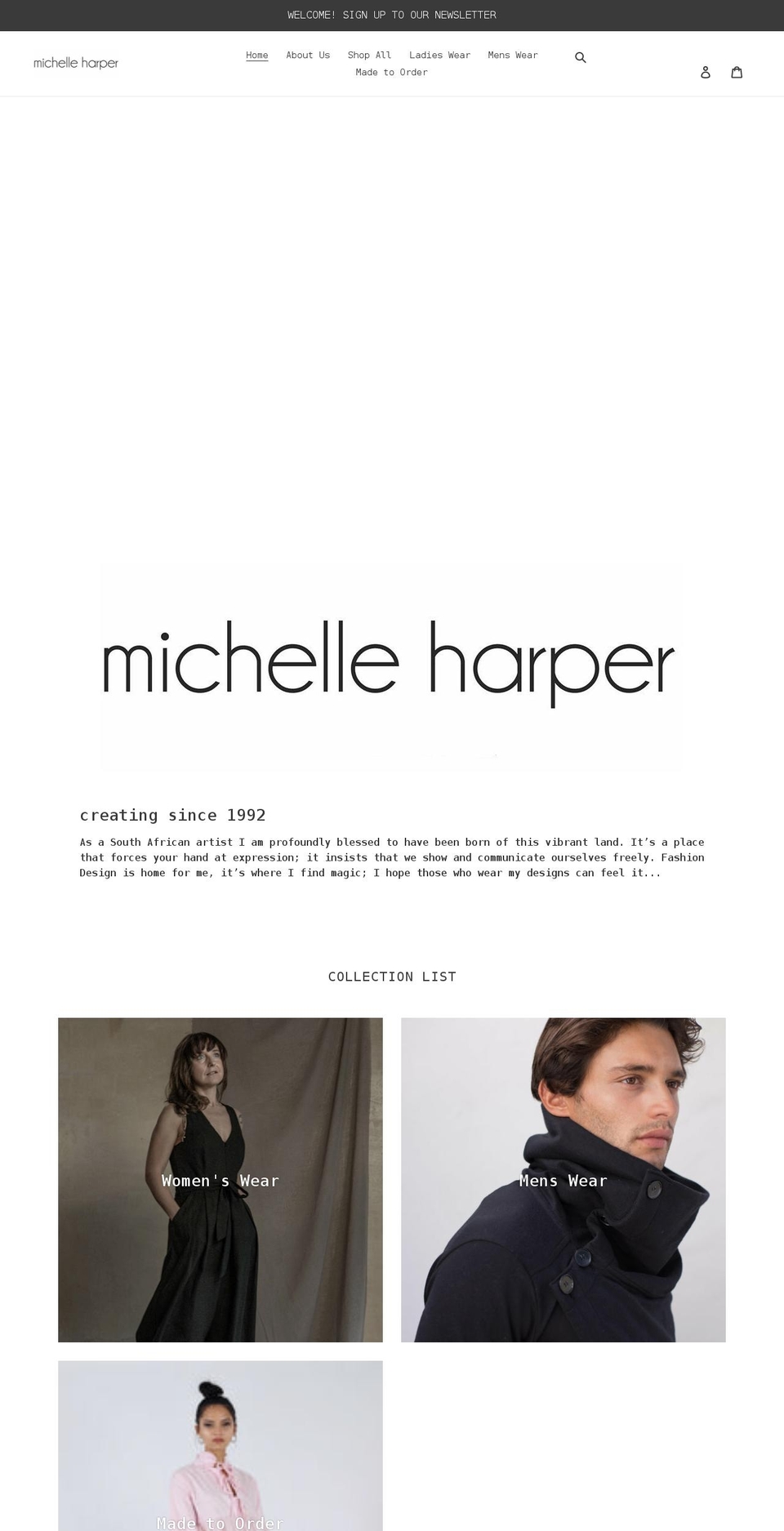 michelleharper.co.za shopify website screenshot