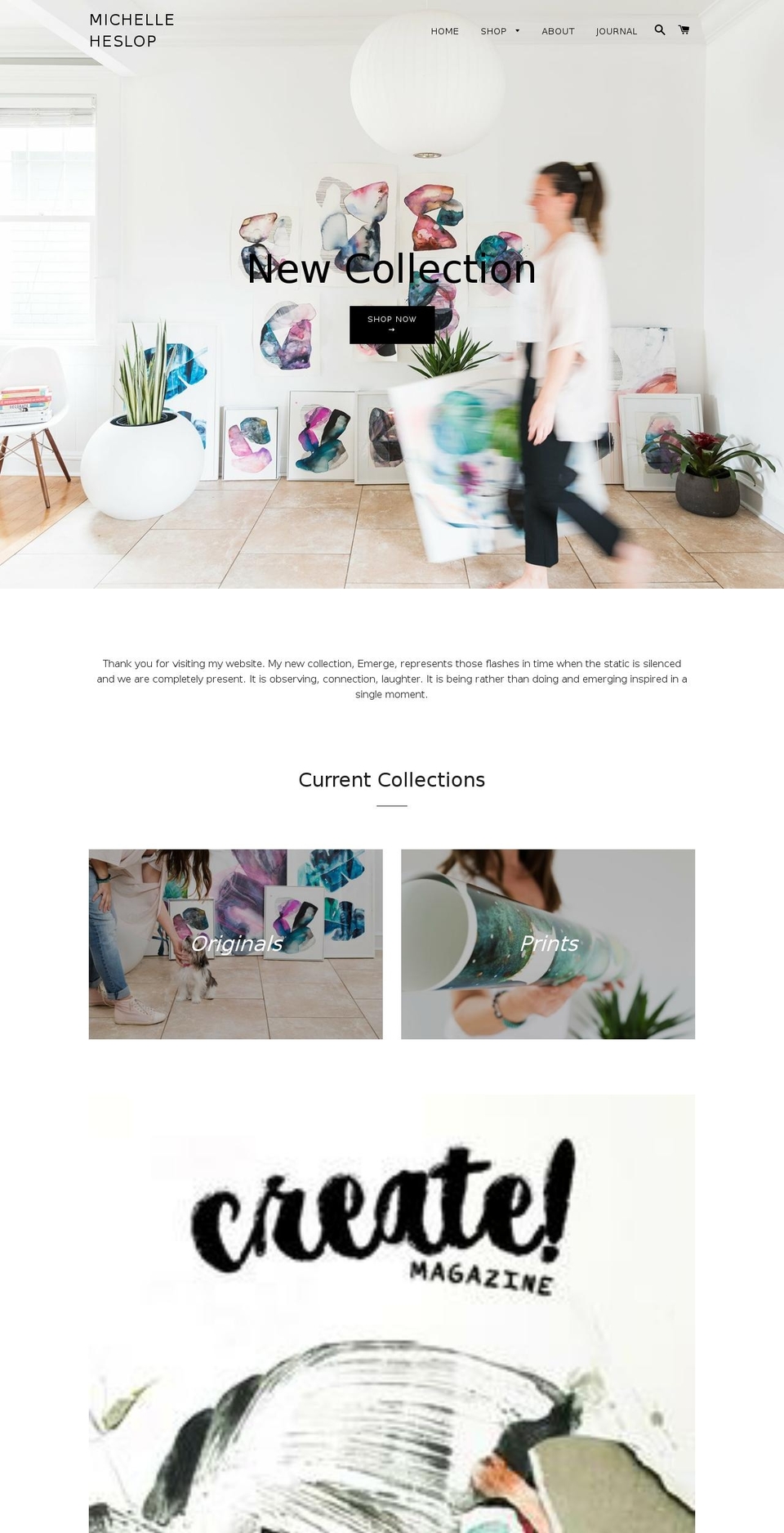 michelleheslop.com shopify website screenshot