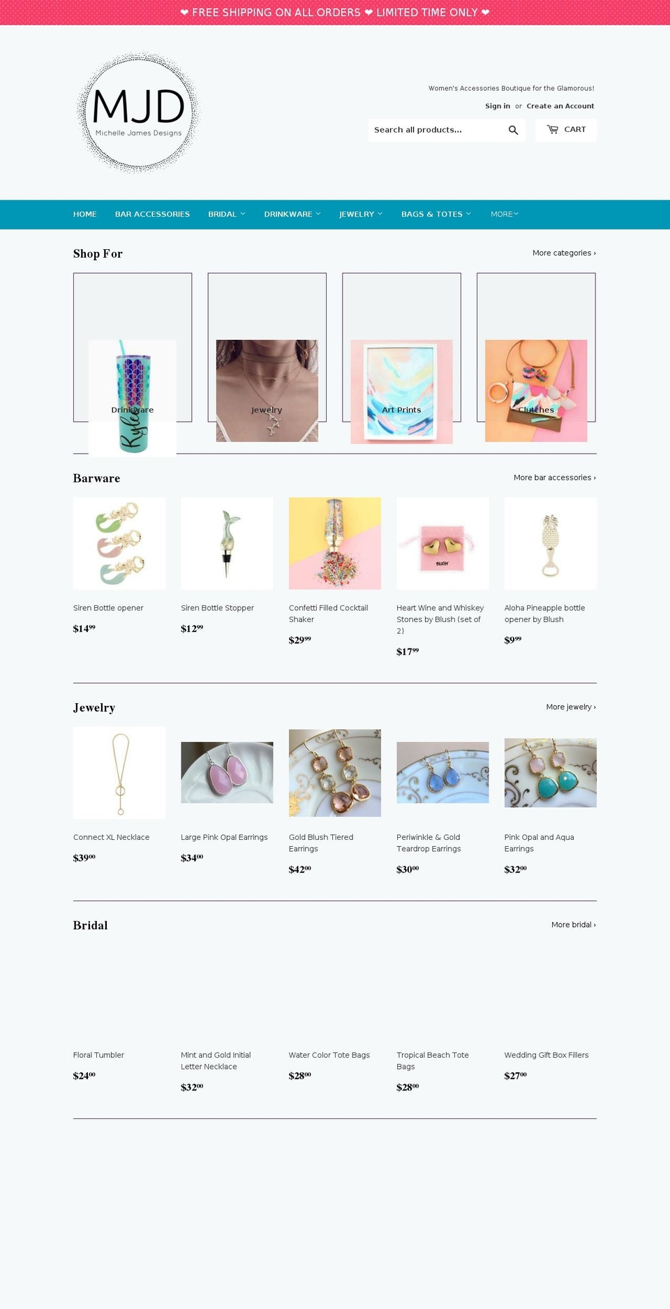michellejamesdesigns.com — Shopify storefront screenshot