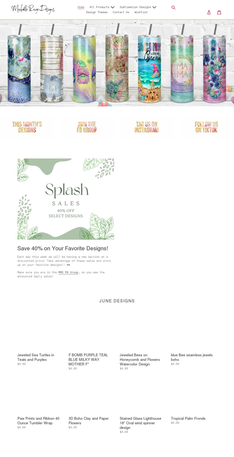 michellerayedesigns.com shopify website screenshot