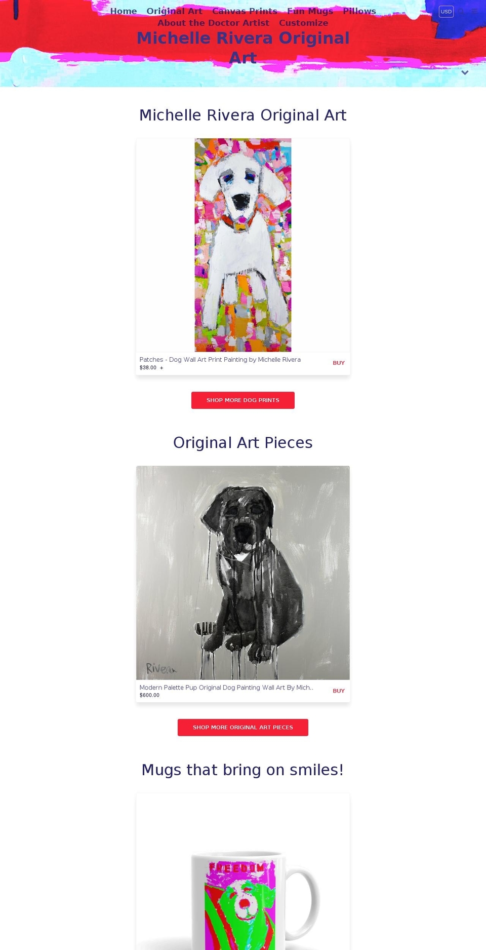 michelleriveraoriginalart.com — Shopify storefront screenshot