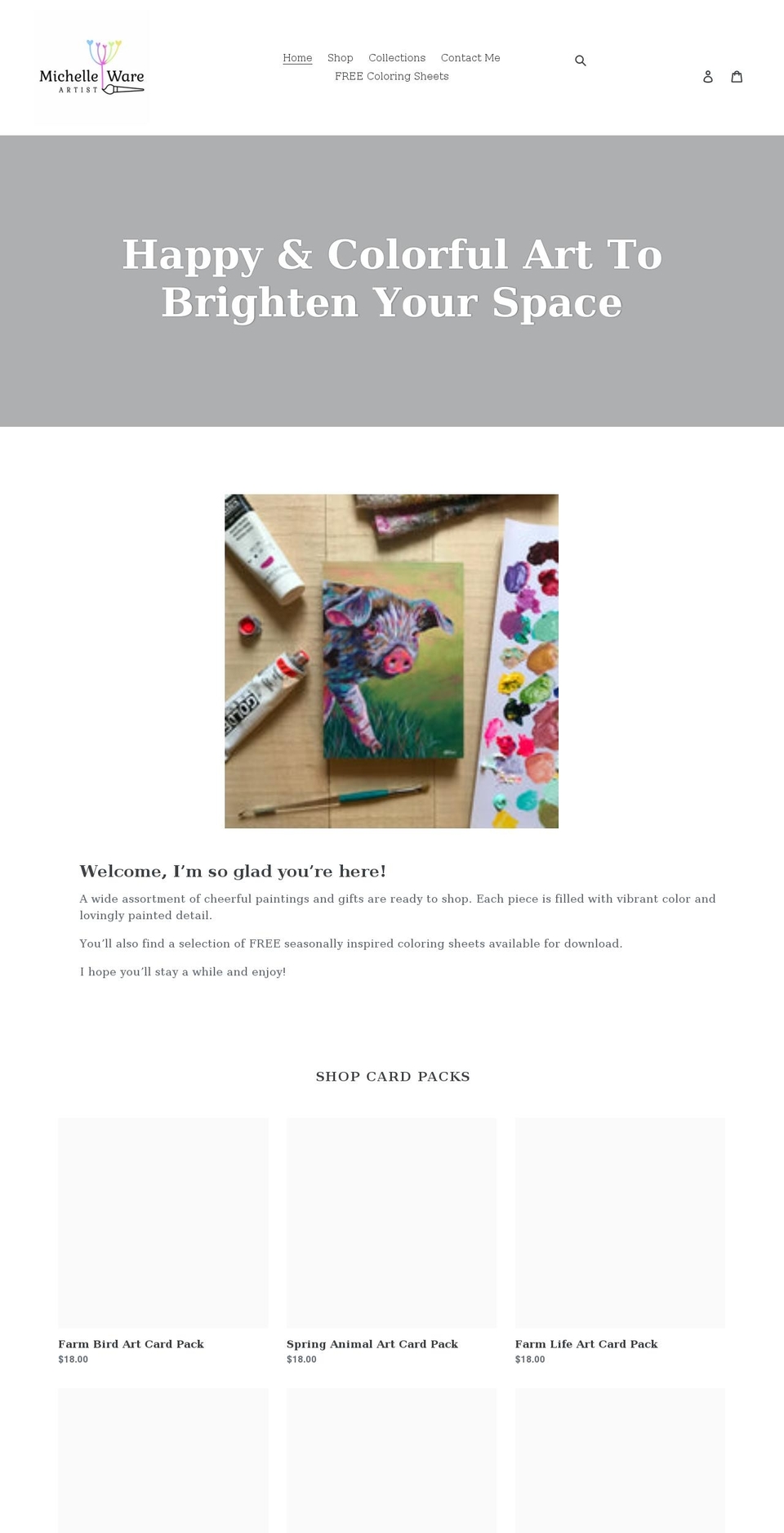 michellewareartist.com shopify website screenshot