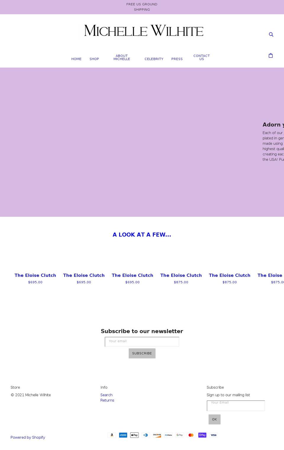 michellewilhite.com shopify website screenshot