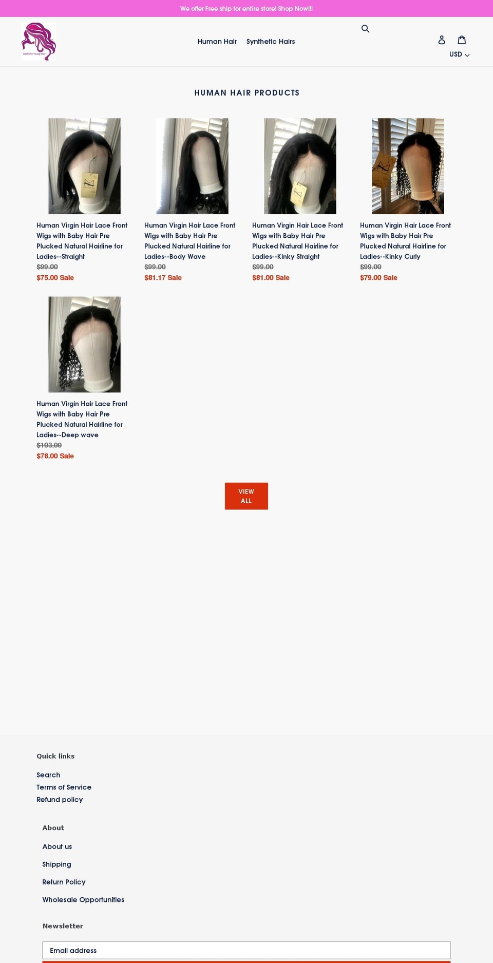 michelleyounghair.com shopify website screenshot