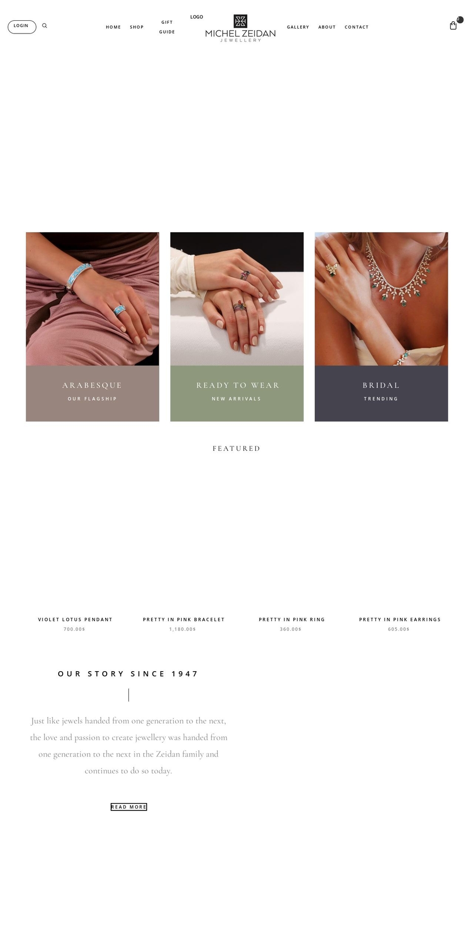 michelzeidanjewellery.com — Shopify storefront screenshot