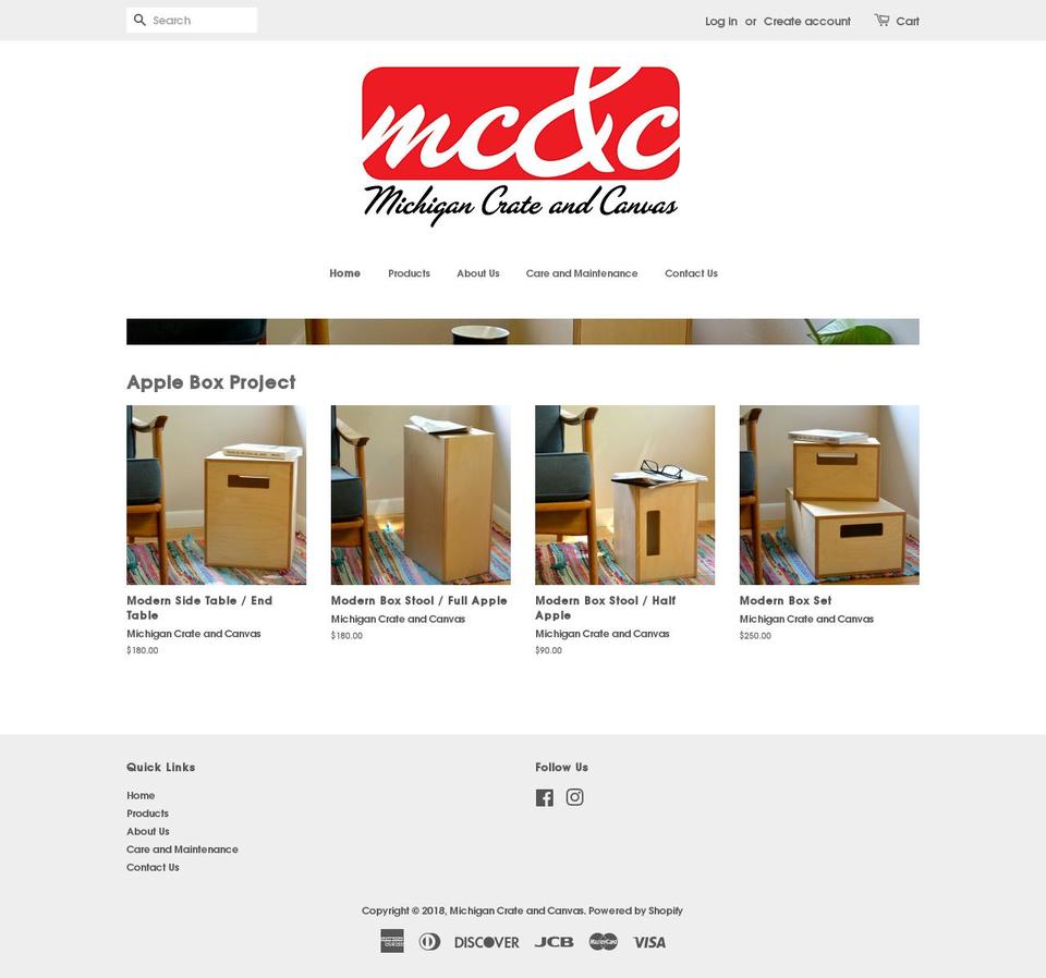 michigancrateandcanvas.com shopify website screenshot