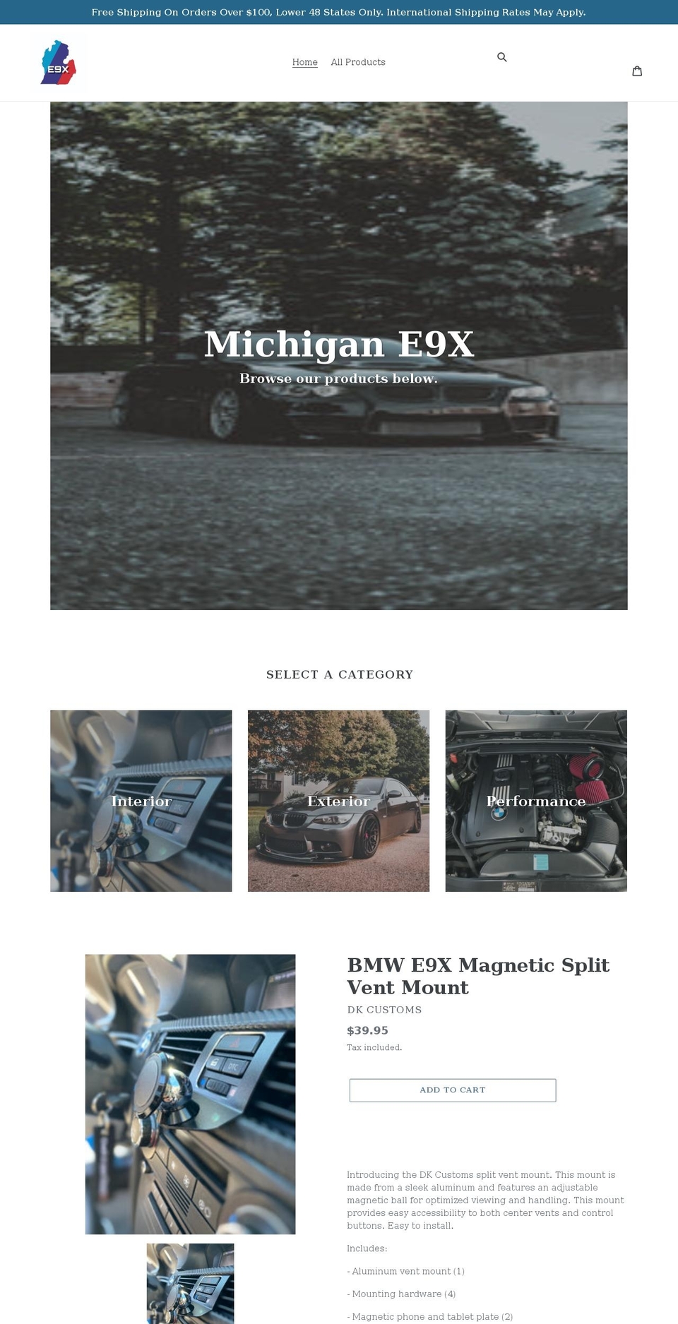 michigane9x.com shopify website screenshot