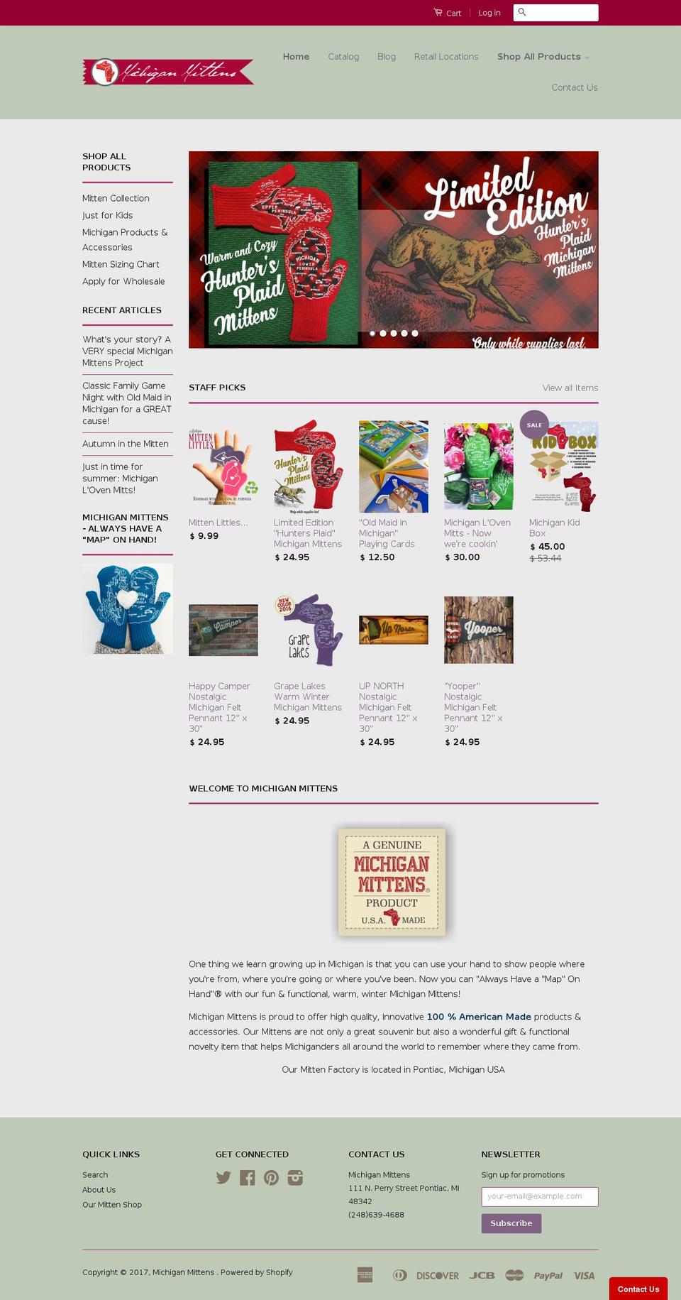 michiganmittens.com shopify website screenshot