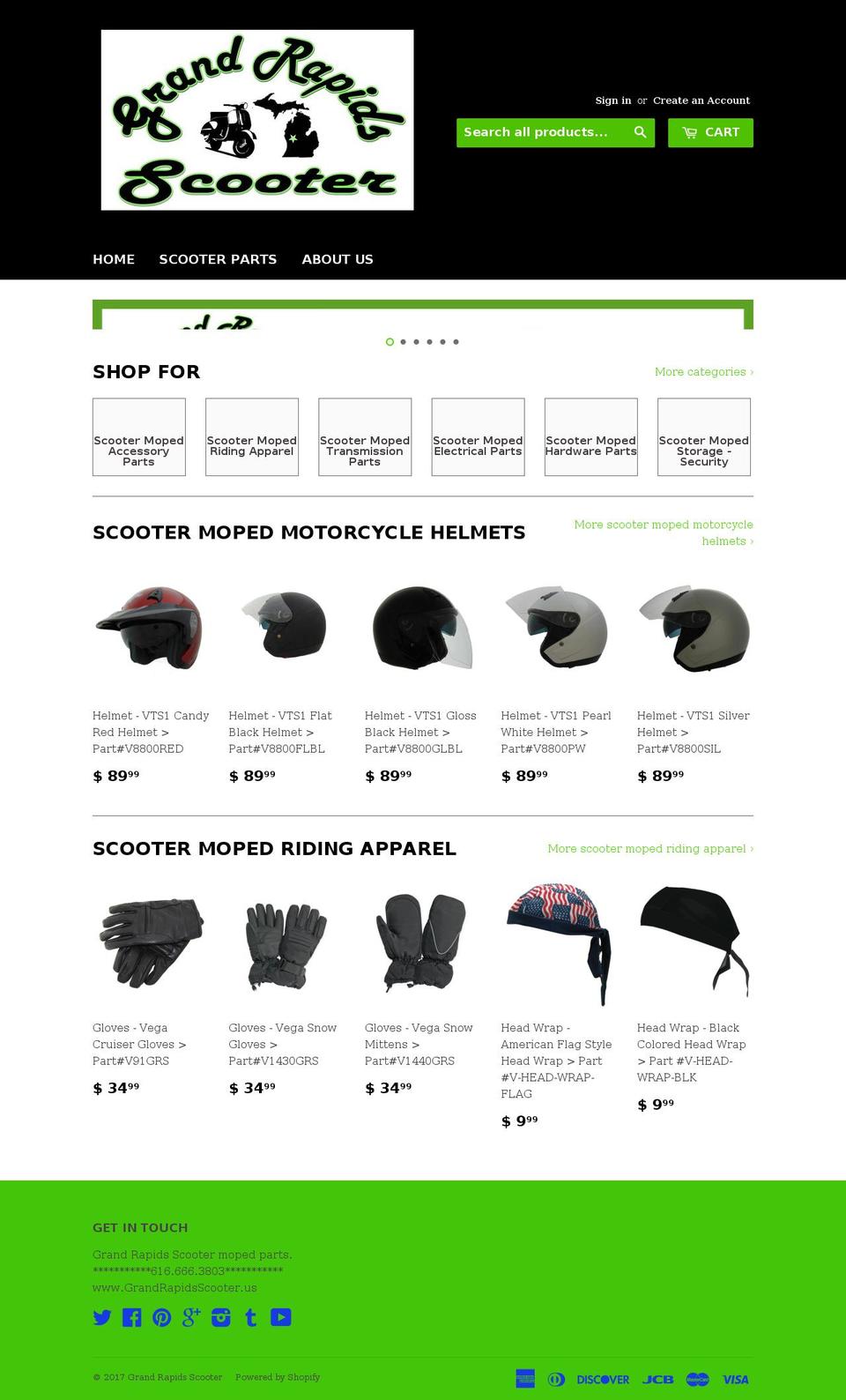 michiganscooterparts.com shopify website screenshot
