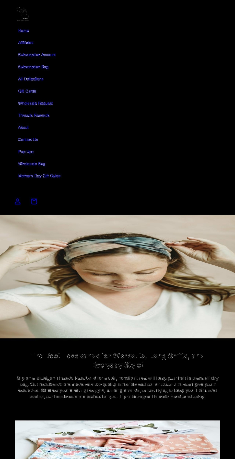 michiganthreadsheadbands.com shopify website screenshot